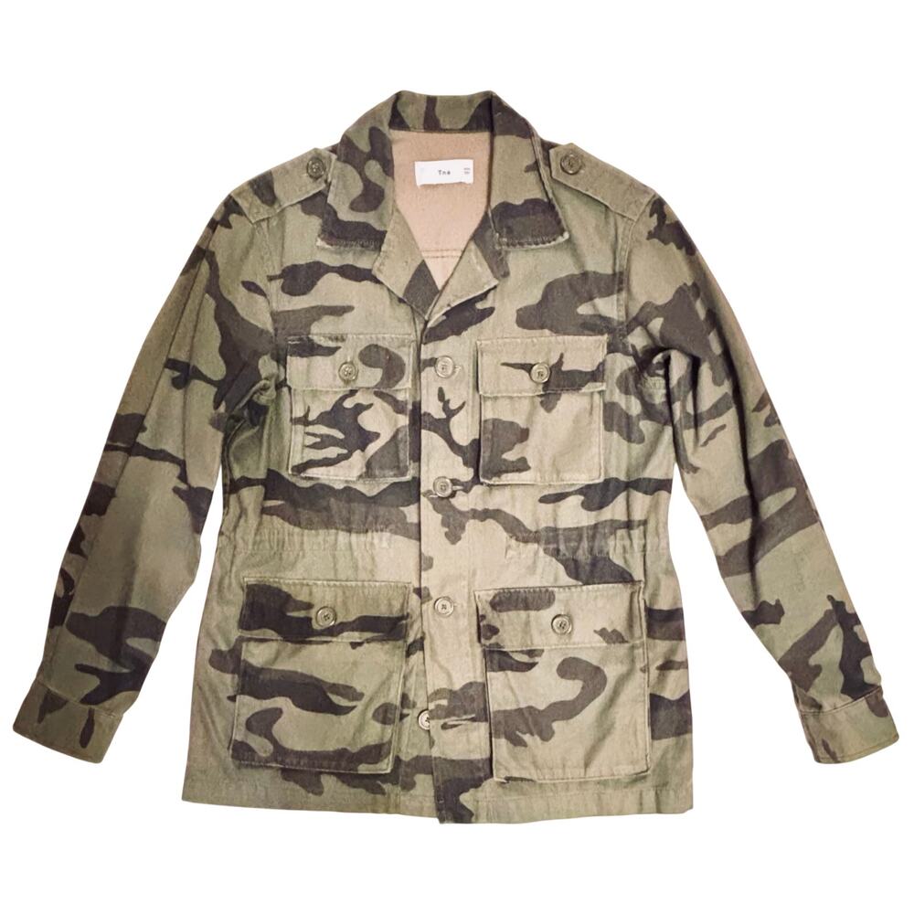 Aritzia TNA Minerva Army green Camo canvas utility jacket military fit coat XXS